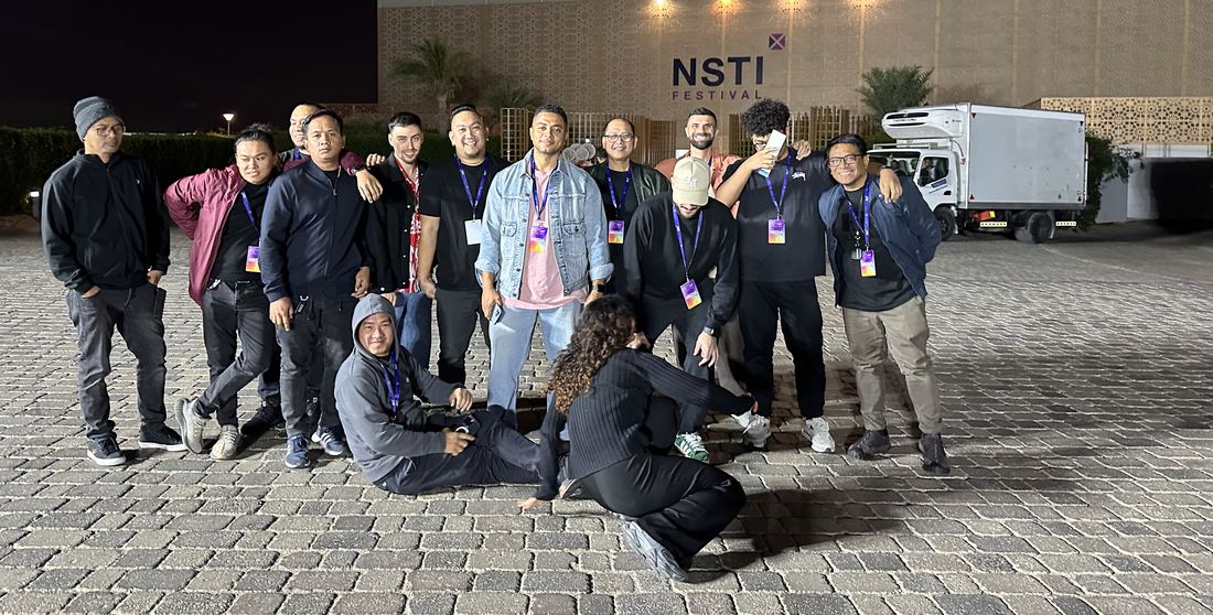 Stache DXB Media crew celebrating the wrap of NSTI Festival coverage